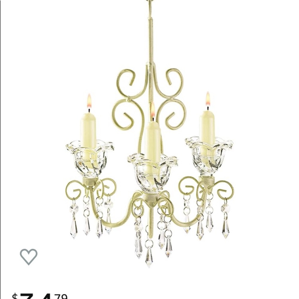 Vintage metal glass candle chandelier